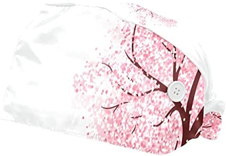 שמלת פרחי פרחים של פרפר ורוד כובע עבודה עם כפתורים וכובע אחורי של עניבה מתכווננת של רצועת זיעה לנשים
