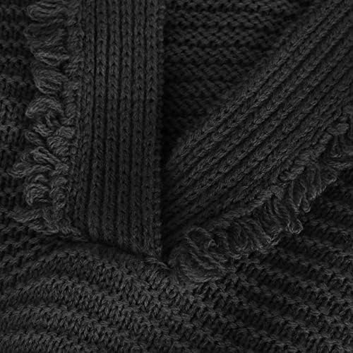 קפוצ'ונים של נשים סוודר מזדמן V צוואר סרוג צבע אחיד סוודר שרוול ארוך חולצות סווטשירטים נוחים קלים רופפים