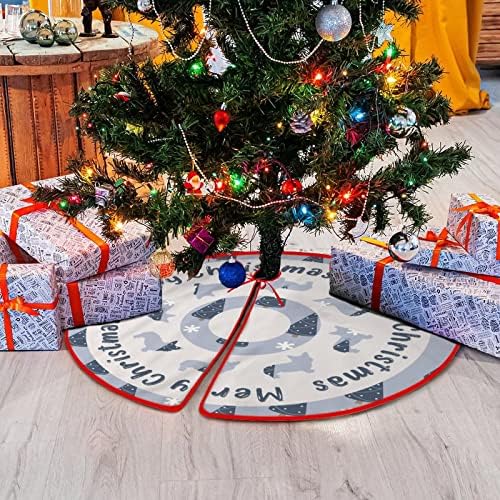 חצאית עץ חג המולד 30 X30 כלבי פתית שלג גורים גורים כחולים אפור חג המולד עץ עץ חצאיות מחצלת DACHSHUN