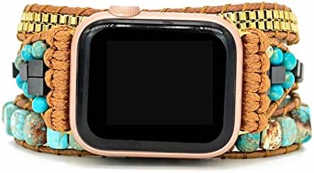 Boho Jasper Band Watch Band: Bohemian Jasper Turquoise Energy Energy להקות שעון חכם תואמות ל- Apple
