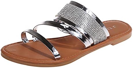 משקחי נעליות של Xipcokm Rhinistone לנשים בוהן בוהן פתוחה מגלשות חוף נשימה סנדלי חופשה נושמים נעלי קניות נעליים