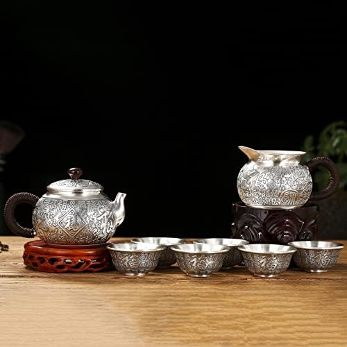 ערכת תה סינית למבוגרים, ערכת קומקום סטרלינג כסף עם קומקום תה אחד לכיריים, מיני קומקום, 1 כוס הוגנת