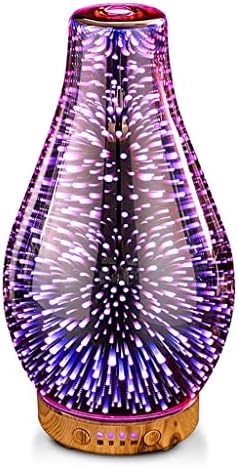 Rraeoy שמן אתרי מפזר זכוכית תלת מימד ארומתרפיה אולטראס קולית, כיבוי אוטומטי, הגדרת טיימר, 7 צבעים נורות LED המשתנות