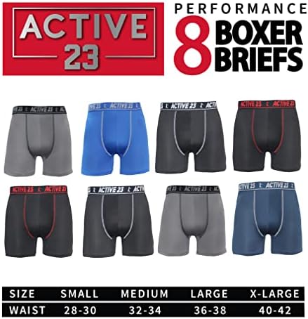 פעיל 23 גברים של תחתונים בוקסר קצר, 8-חבילה לחות הפתילה ביצועים מתאגרפים תחתונים לגברים