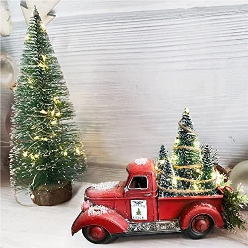 משאית חווה אדומה של Kidzd, חתיכת חג המולד, חווה אדומה של משאית אדומה, בית חווה וינטג 'טנדר אדום עם עצי