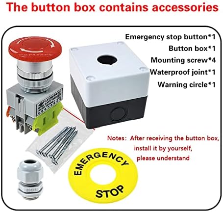 מתג לחיצה על עצירה חירום של Murve עם קופסה 22 ממ 1 לא 1 NC 10A 660V קופסה אטומה למים כפתור כפתור כפתור פיצוץ