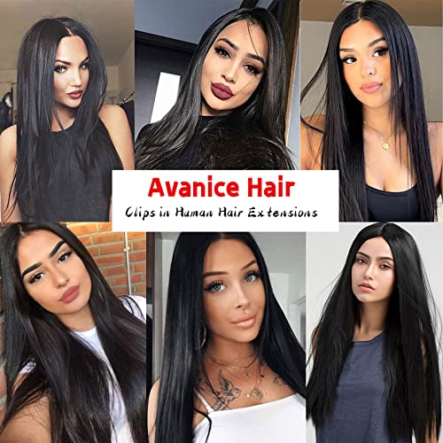 אבאניס שיער הרחבות קליפ אמיתי שיער טבעי שחור נשים 20 אינץ 120 גרם 7 יחידות כפול ערב אמיתי טבעי ישר