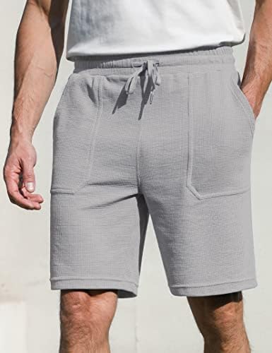 מכנסי זיעה לגברים של Gymmart עם כיס עם מכנסי וופל קיץ מזדמנים של מכנסיים קצרים מוליכים אלסטיים
