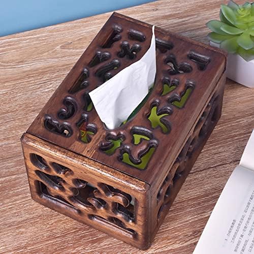מכסה קופסת רקמות עץ מרובע מחזיק רקמות עץ דקורטיבי מגזרת עיצוב מגש מגש מארז אחסון נייר לשולחן משרדי, שידת