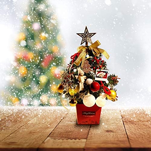 עץ חג המולד של שולחן השולחן, עץ חג המולד של עץ חג המולד 20 'עץ חג מולד מלאכותי עם אורות וקישוטים