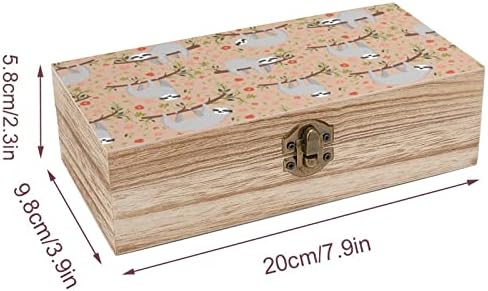 עצלנות חמודה על קופסאות אחסון עץ שולחן עבודה שולחן עבודה קטנות מארגן דקורטיבי קופסאות תכשיטים עם מכסה