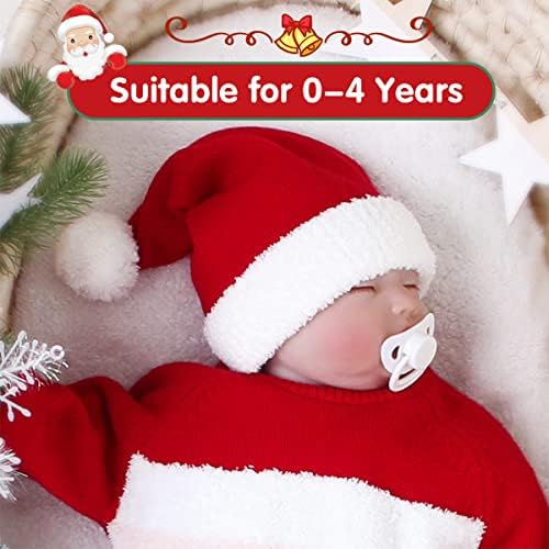 ילדים כובע סנטה תינוק חג המולד סרוג רך סרוג כובע סנטה לבנים בנות פעוט פעוט תינוק כפה סנטה אדום