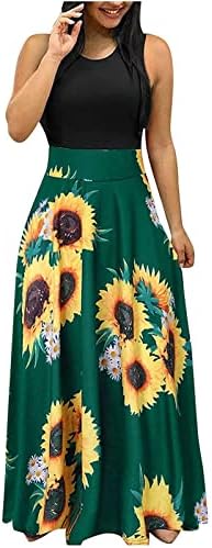 שמלות קיץ של פרגירן לנשים 2023, אופנה לנשים הדפס מזדמן צוואר עגול צוואר עגול שרוולים קצרים בגודל גדול שמלות ארוכות