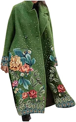 מעילי חורף של טרבין נשים, אופנה לנשים בכיס צבע אחיד עם שרוול ארוך צמר צמר צמר ארוך מעיל מעיל