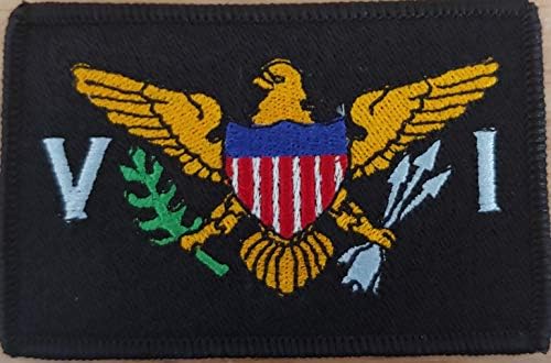 דגל איי הבתולה האמריקני טלאי רקום עם וו ולולאה אטב טקטי ארהב סמל כתף פטריוטי גרסה שחורה