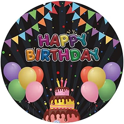 7.2.7.2 רגל צבעוני יום הולדת שמח עגול רקע ססגוניות בלוני באנרים מעגל רקע כיסוי קריקטורה עוגת הדפסת