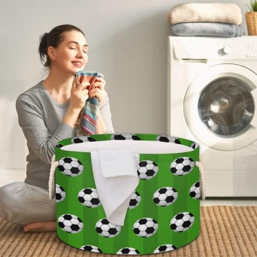 כדורגל ספורט ירוק סלים עגולים גדולים לאחסון סלי כביסה עם ידיות סל אחסון שמיכה למדפי אמבטיה