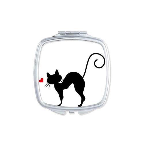 בעלי החיים לב-צורת חתול סיהוט מראה נייד קומפקטי כיס איפור כפול צדדי זכוכית