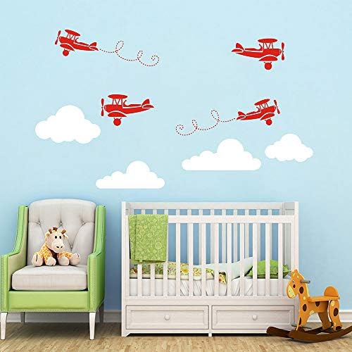 מטוס קיר מדבקת מטוסים עם עננים קיר מדבקות עבור תינוק בני שינה קישוט מטוס קרב קיר תפאורה 65