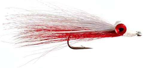 מקום דיג הזבובים Clousers מים מתוקים עמוק Minnow לבן אדום - זבובי דיג זבובים - 4 זבובי פורל ובס - גודל וו
