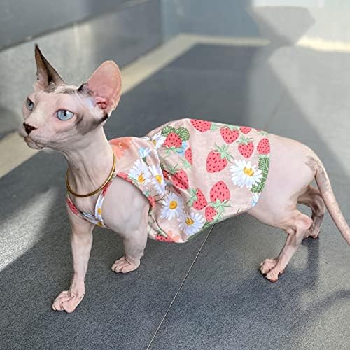 ספינקס חתול קיץ בגדים חמוד רך גופייה פירות דפוס כותנה אפוד חתלתול חולצות עבור ספינקס, קורניש