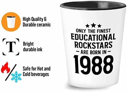 כוס שוט למורה 1.5 עוז-כוכבי רוק חינוכיים 1988-תווים מוזיקליים ליום הולדת 35 מתנות בנושא מוסיקה להקת צעדה