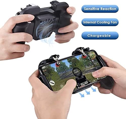 Hyk Gaming Grip עם מאוורר קירור מטען נייד לבקר נייד PUBG L1R1 משחק נייד טריגר ג'ויסטיק לטלפון 4-6.5