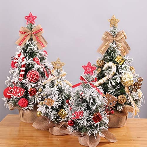 עץ חג המולד מיניאטורי של 30 סמ עץ חג המולד מיניאטורי עם בסיס יוטה ועיצוב קשת