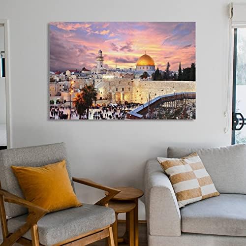 כרזות נוף ירושלים בדים ציור צביעת בד אמנות כרזות אמנות בד הדפסי אמנות קיר לקיר תפאורה לחדר עיצוב חדר שינה