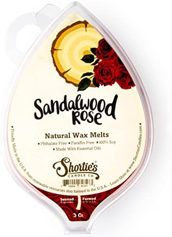 חברת הנרות של Shortie Sandalwood Rose Natural Soy Wax Melts - פורמולה 117-1 בניחוח מאוד 3 גרם. בר - מיוצר