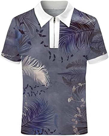 חולצות פולו רוכסן של UBST לגברים, 2022 שרוול קצר של קיץ חדש 1/4 צוואר צוואר צוואר קאם מודפסים