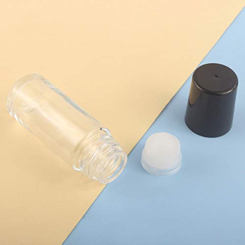 בקבוקי רולר מזכוכית דואודורנט קופה 4 יח '30 מל עם גלגול גלגל פלסטיק מכסה שחור גליל עיסוי על דליפות על מיכלי בקבוקים