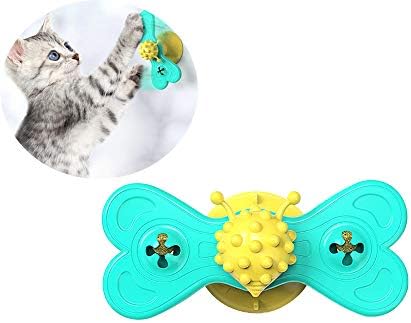 צעצוע טחנת רוח טחנת רוח של טוליפטאון מארט, צעצוע חתול אינטראקטיבי עם כוס יניקה חתול חתול פטיפון מתגרה צעצוע