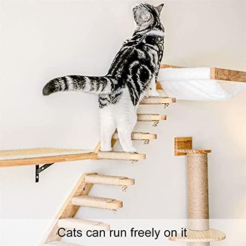 קיר רכוב חתולי טיפוס סולם עץ מדרגות לחיות מחמד ריהוט חתלתול קיר מדף סט חתולי מוט עץ שריטות טיפוס