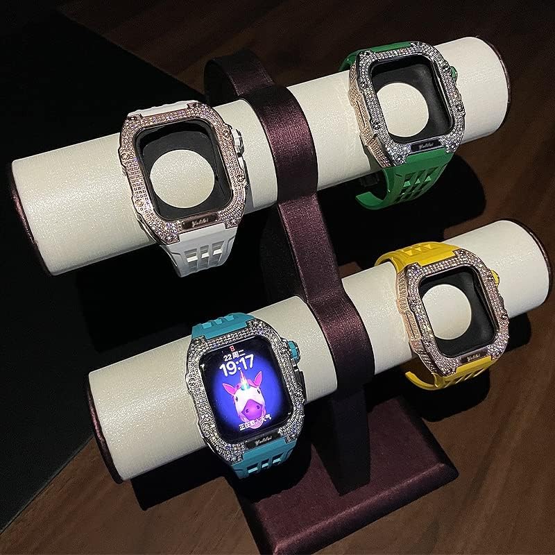 ערכת שינוי שעון שעון, ערכת רצועת שעון יוקרה עבור Apple Watch 8 Ultra 45 ממ מארז טיטניום רצועת ויטון