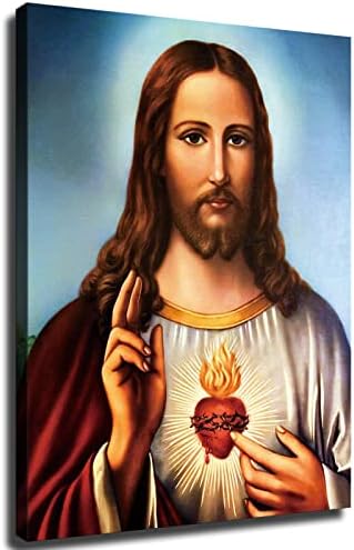ישו המשיח בד קיר אמנות לב של ישו בד הדפסי קיר אמנות ציורי דת קיר יצירות אמנות תמונות לסלון חדר