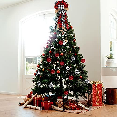 עץ חג המולד משובץ באפלו עץ טופר תפאורה זרי קשת תלויה קשת משובצת חג מולד ו -16 חתיכות קישוט כדור