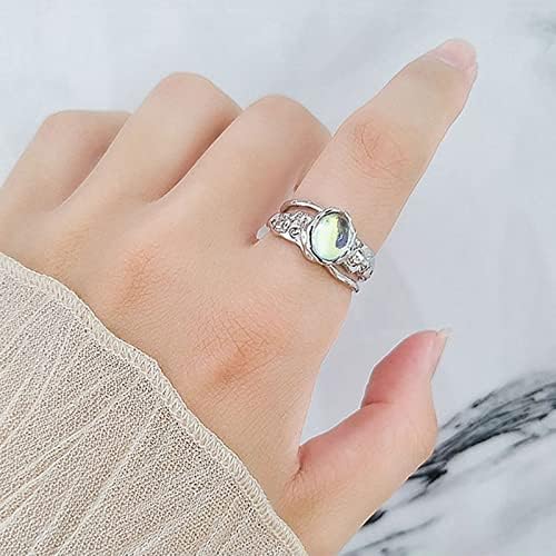 2023 חדש קשר טבעת סטרלינג כסף ירח טבעת מתכוונן קשת ירח טבעת סינטטי פתוח טבעת תכשיטי מתנה עבור