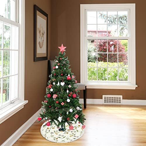 פרחי חמניות וואנטסו 48 אינץ 'חצאית עץ גדולה קישוט לחג המולד, מחצלת עץ חג המולד עם גדילים לעיצוב הבית