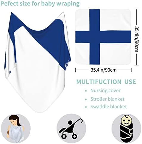 דגל שמיכת התינוקות של פינלנד מקבלת שמיכה לעטיפת כיסוי חוט -יילוד של תינוקות