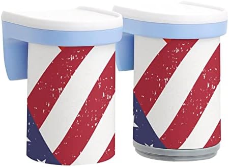 Nudquio Retro America קנדה דגל משחת שיניים מחזיק זוג אחד כוסות צחצוח מגנטיות מארגן אביזרי אמבטיה