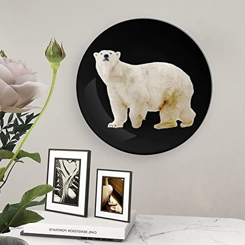 צלחות דקורטיביות של דוב קוטב צלחות קרמיקה עגולות עם עמדת תצוגה לעיצוב חתונה למשרד ביתי