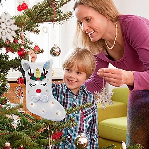 Viglt חד קרן גרב חג מולד עם אור LED, גרב חג המולד של ילדה, גרב לחג המולד לילדים, קישוט עץ חג