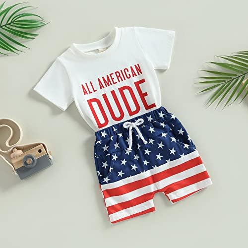LZCYILANXIULSL BABY BOY תלבושת 4 ביולי כל אותיות אמריקה הדפס