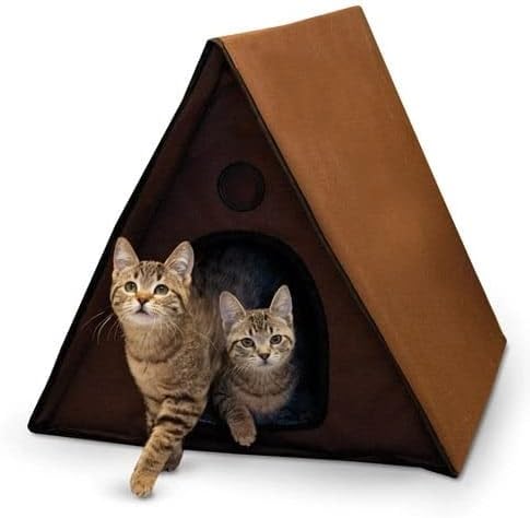 מערת חתול גדולה של גובאם לבית חתולים לחיות מחמד חיצונית מולטי קיטי א-מסגרת שוקולד מחומם 35 על 20.5 על 20 אינץ