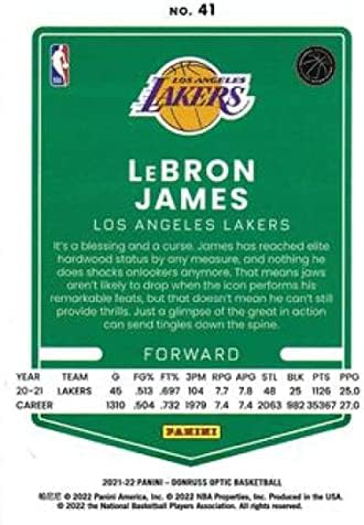 2021-22 Donruss Optic 41 לברון ג'יימס לוס אנג'לס לייקרס NBA כרטיס מסחר בכדורסל