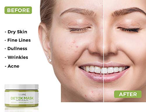 מסכות פנים של Teami Detox Face מוצרי טיפוח לעור טיפוח פנים: מסכת גמילה של תה ירוק ניקוי עמוק נקבוביות נקבוביות