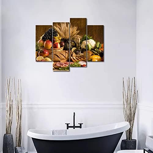 ראשון קיר אמנות מודרני 4 פנלים בד טרי פירות על שולחן מטבח קיר אמנות ציור התמונה הדפסה על בד מזון תמונות