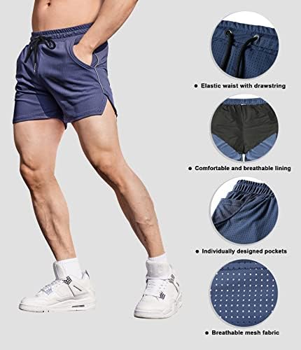 Maikanong Mens מותאם לרשת 5 מכנסיים קצרים אתלטים, מכנסי אימון קצרים, מכנסי כושר יבש מהירים קלים עם כיסי