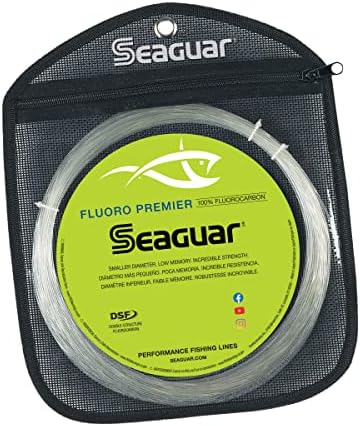Seaguar Fluoro Premier משחק גדול קו דיג פלואורו -פחמן, חוזק הפסקה של 150 קילוגרמים, 110YDS, ברור